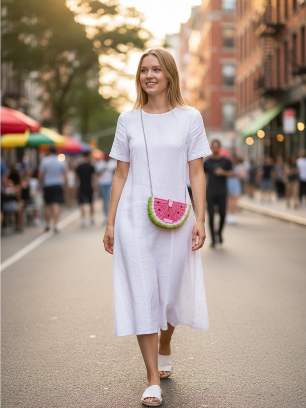 Kate Spade Watermelon Wicker Crossbody Novelty Bag NWT Chain Strap - Picture 12 of 13